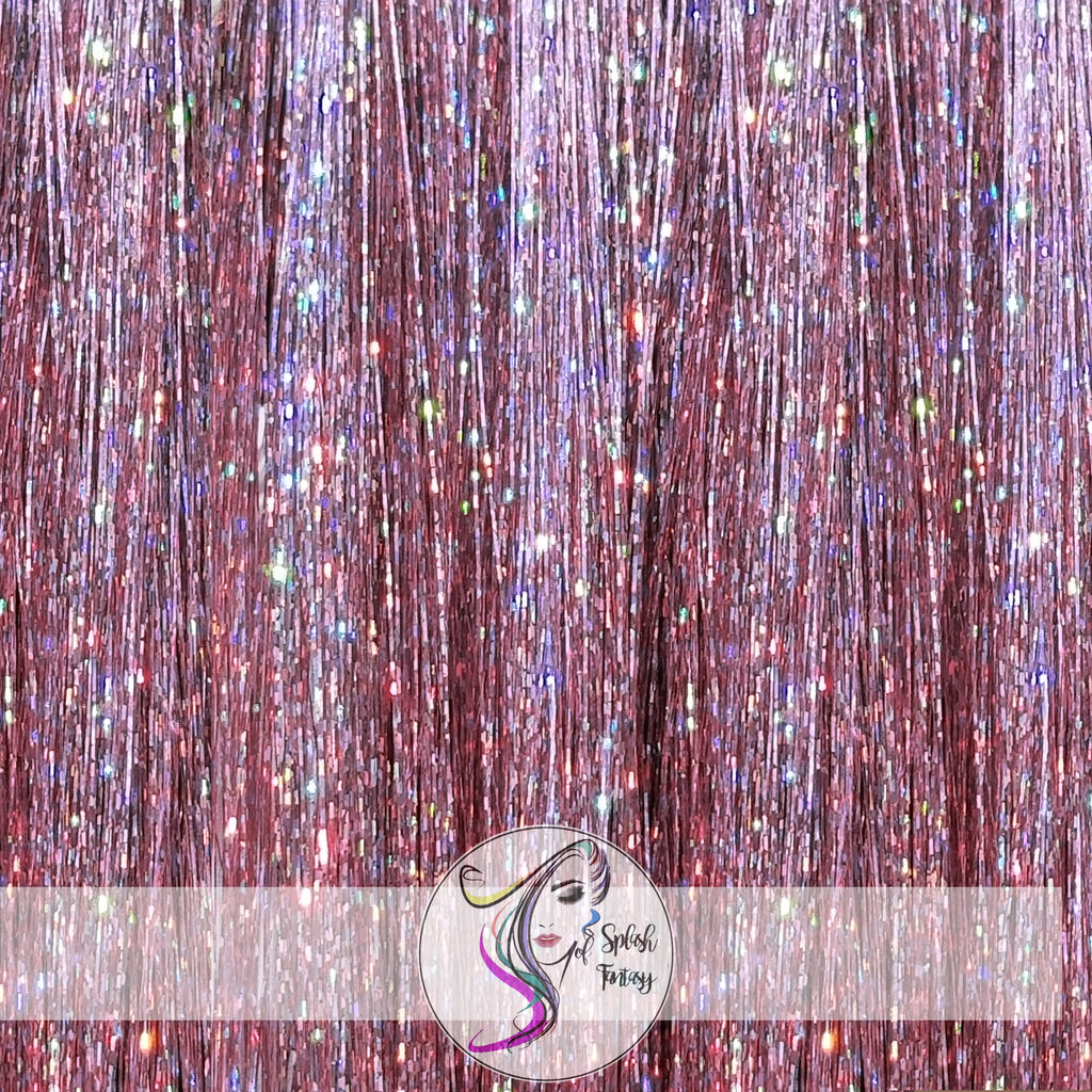 40" Sparkling Fairy Hair, 100 Strands - Mauve Mist