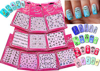 Nail Art 3D Stickers Decals Black & White With Rhinestones /FLVIII/