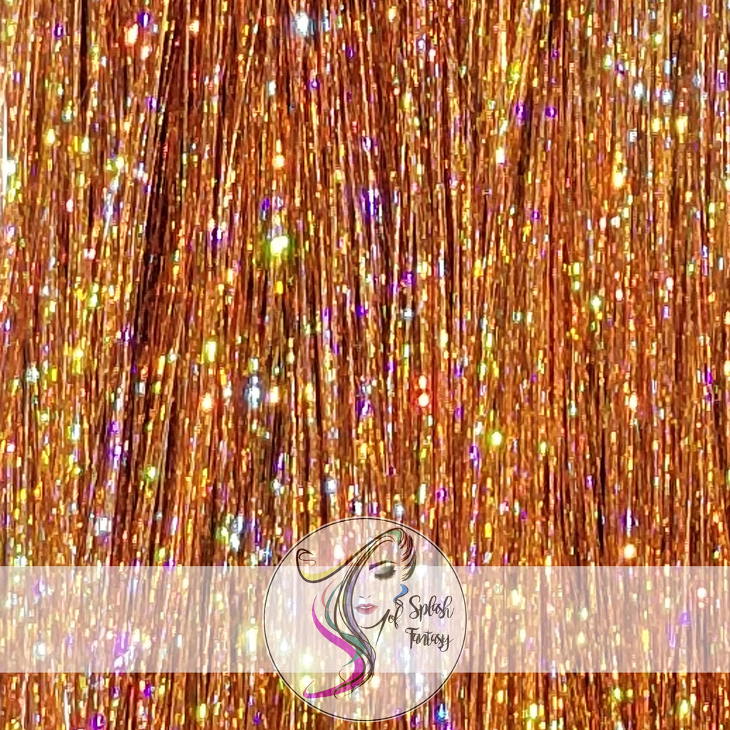 40" Sparkling Fairy Hair, 100 Strands - Copper