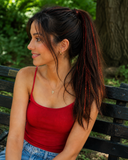 40" Sparkling Red Fire Fairy Hair, 100 Strands
