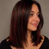 40" Sparkling Red Fire Fairy Hair, 100 Strands