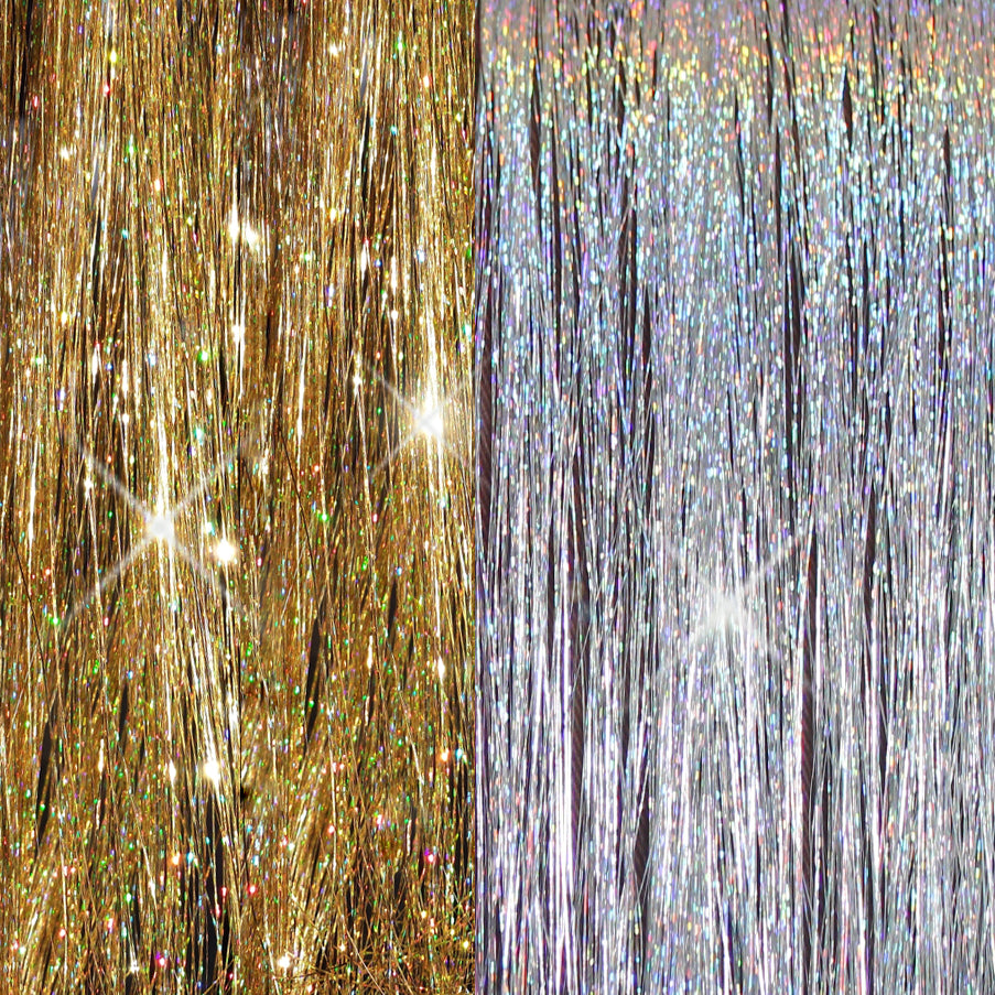 40" Sparkling Gold & Silver Fairy Hair Set, 200 Strands