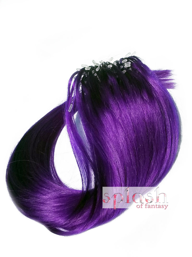 Yotty Purple Hair Extensions Real Human Hair Micro Ring Loop Micro Beads  Link Colored Hair Extensions Lila 18inch 100strands 50gr