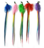 5 x Clip in Synthetic Hair Extension with Feather, 15" (Blue, Pink, Green, Red, Purple)