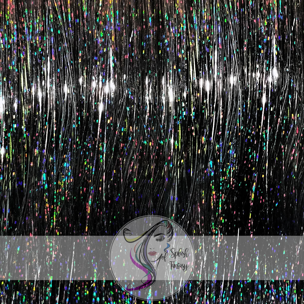 40" Sparkling Fairy Hair, 100 Strands - Jet Black