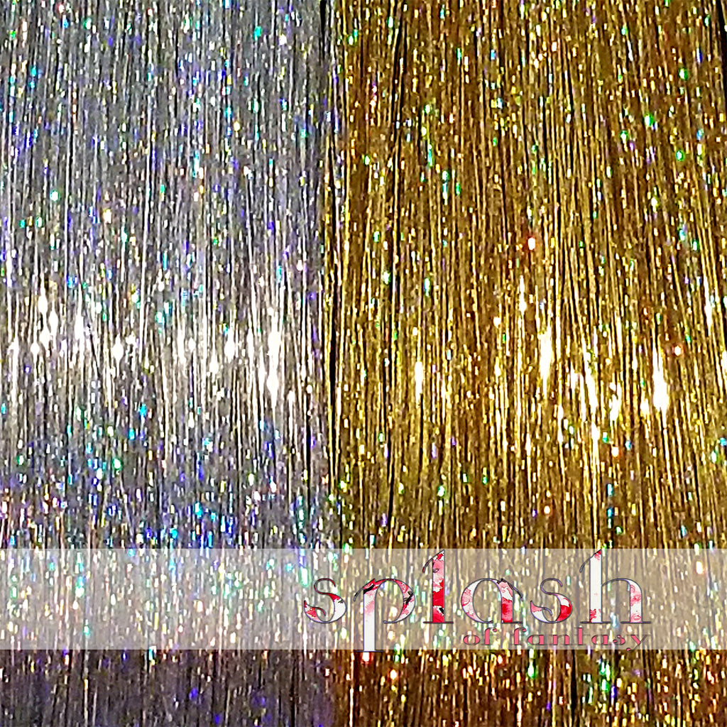 40" Sparkling Fairy Hair, 200 Strands - Sparkling Gold, Sparkling Silver