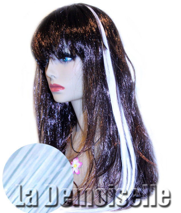 White Clip On Synthetic Hair Extension