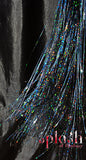 40" Sparkling Fairy Hair, 300 Strands - Stellar Midnight Black, Blue Flame, Purple Orchid