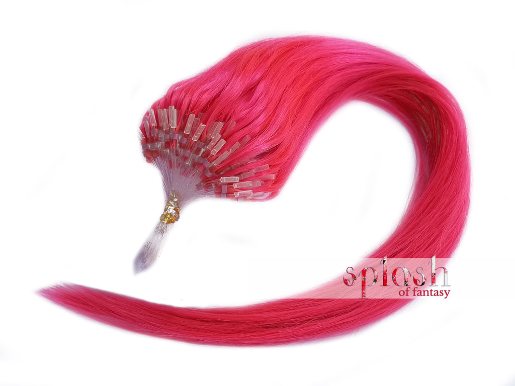 18” Pink Micro Loop Ring Human Hair Extensions