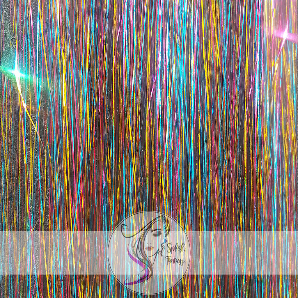 40" Fairy Hair, 100 Strands - Shiny Rainbow