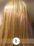 40" Fairy Hair 230 Strands Seven Colors (Purple, Rainbow, Hot Pink, Gold, White Gold, Blue & Sparkling Silver)